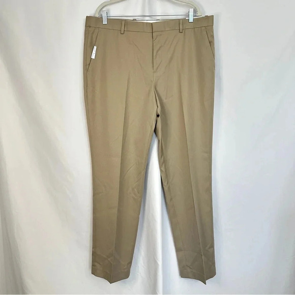 NWT Perry Ellis Portfolio Mens Pants 38x32 Khaki Folio Flex Comfort Waistband - Picture 1 of 14